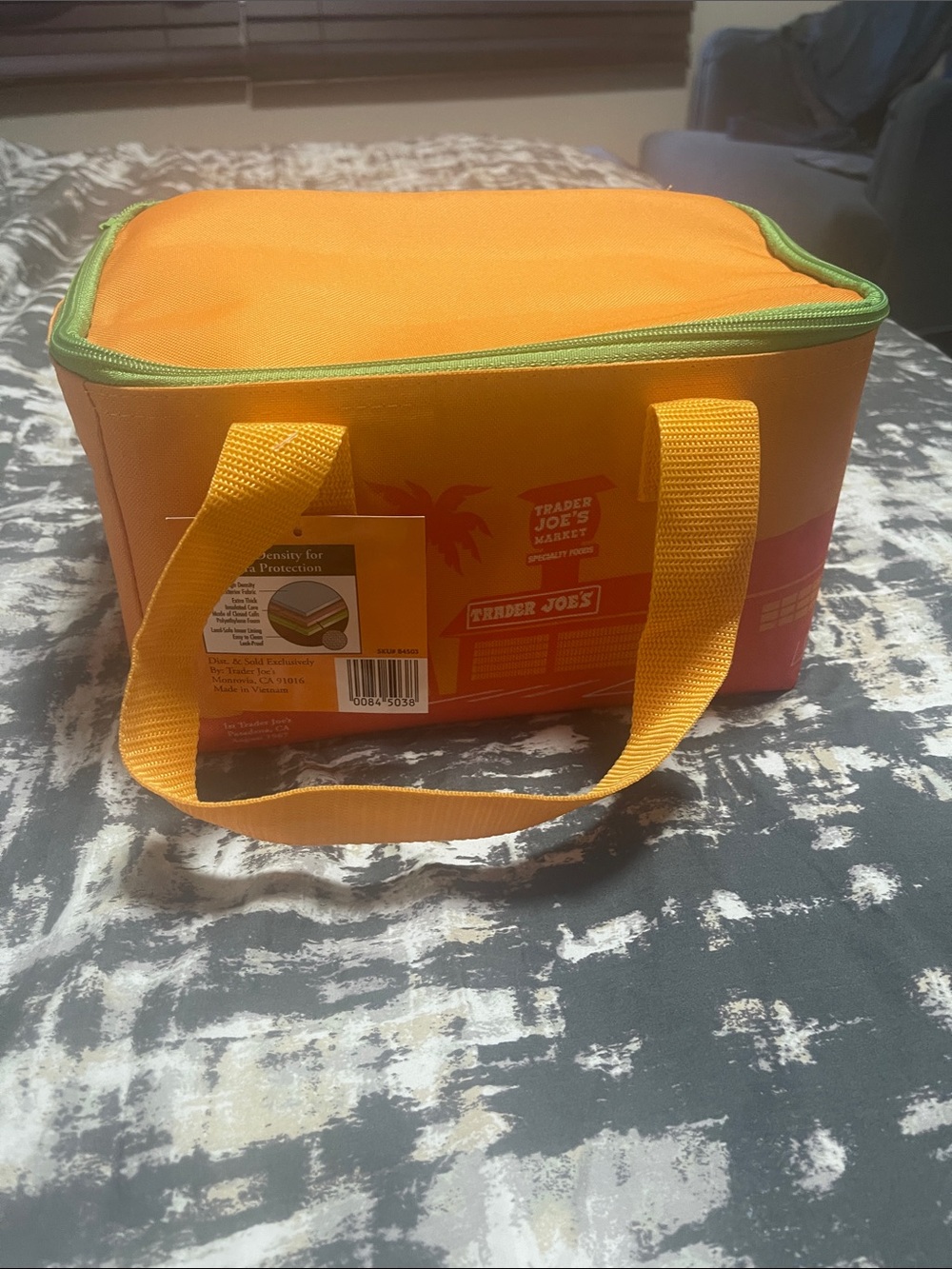 Trader Joe's Orange Insulated Cooler Tote with Green Trim